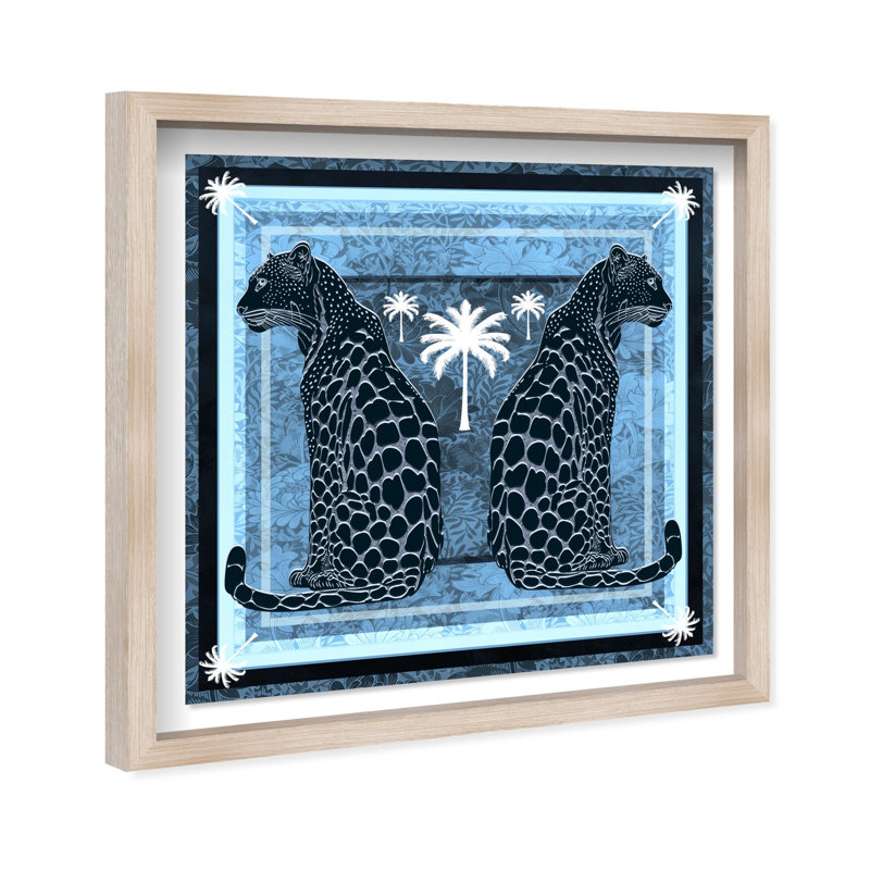 Casablanca Leopardo Reverse Print Glam Jungle by Oliver Gal, Black Frame,, 17.5"H x 17.5"W, Natural Oak Frame