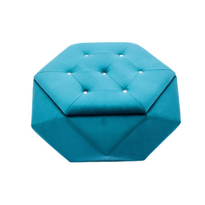 Blue Velvet Polygon Diamond , Versatile Footrest, Seating And Storage, 34"l X 30.5"w 13.5"h, Organize Your Books In Living Room Storage Comfortable Footrest Seating, Suitable For Various Rooms