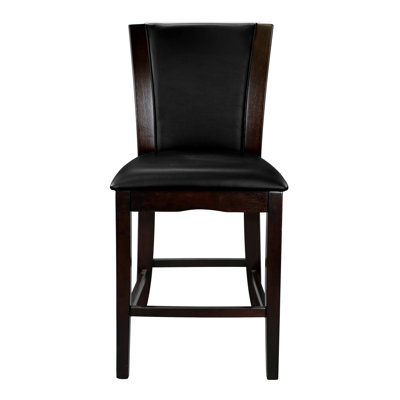 Chaises à hauteur de comptoir modernes et modernes de 2 avec similicuir brun foncé et bois de finition pour salle à manger, capacité de poids de 250 lb avec pièce à structure solide, support