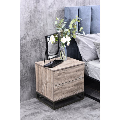 Bloomsbury 50cm W Manufactured Wood Bedside Table