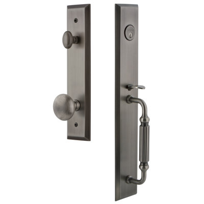 Fifth Avenue One-Piece Handleset with Single Cylinder Deadbolt and F Grip with Fifth Avenue Knob