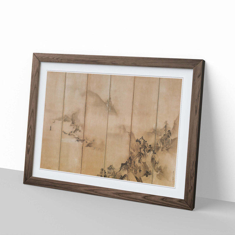 Landscape of the Four Seasons by Kano Tan'yu - Picture Frame Painting Print, 36cm H x 48cm W x 2cm D, Walnut Framed