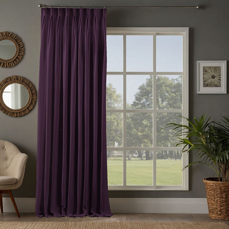 Room Darkening Single Curtain Panel, Purple, 245cm Width x 295cm Drop
