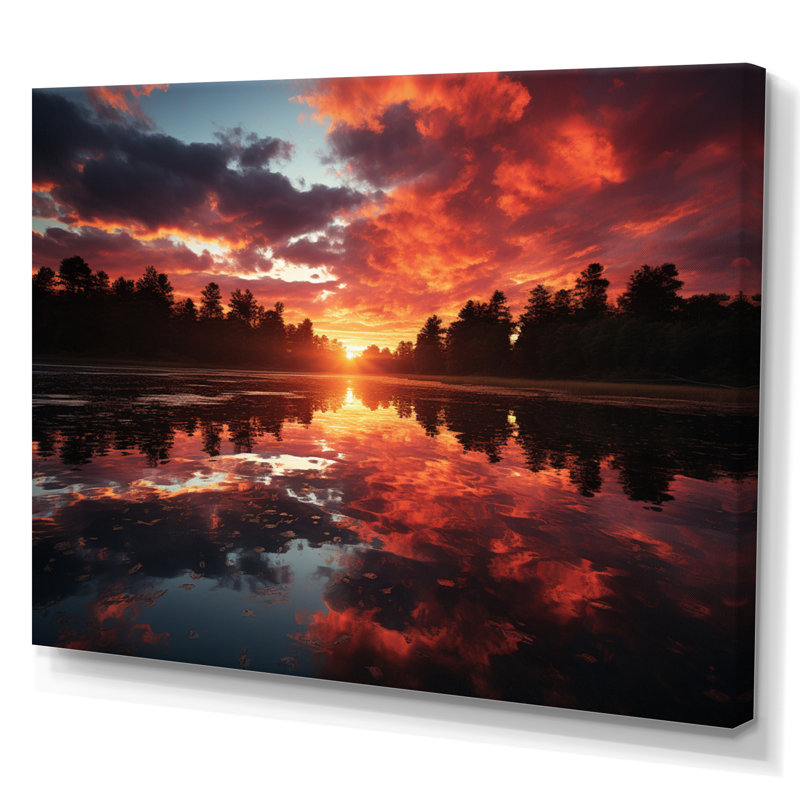 " Sunset Lake Reflections ", Wrapped Canvas, 34" H x 44" W x 1.5" D
