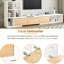 Meuble télé avec plateau extensible, 74,8 po à 126 po, pour téléviseurs de 110 po, blanc et bois, tablettes réglables à 3 niveaux, 74,8 po à 126 po, accessoires de salon-31750370