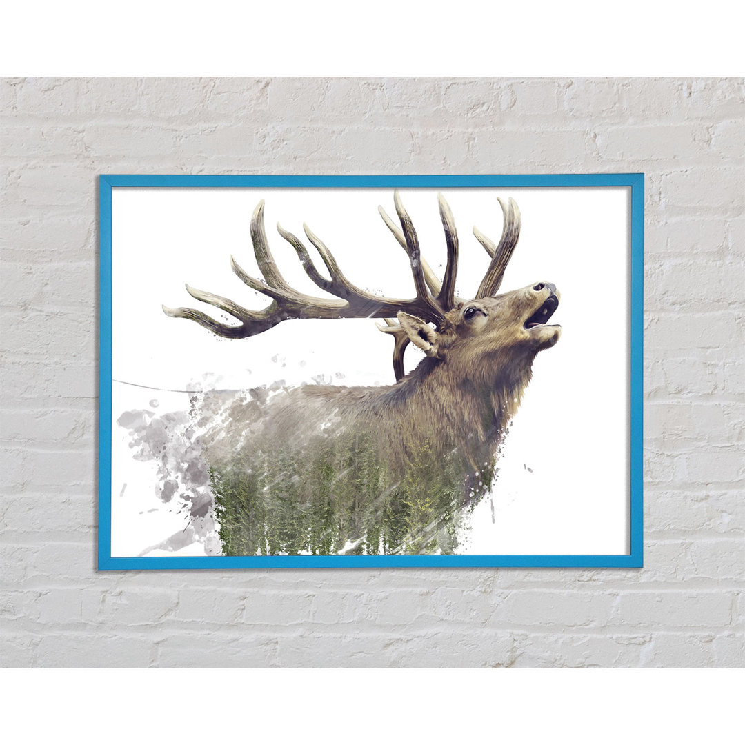 Double Exposure Stag - Einzelner Bilderrahmen Kunstdrucke