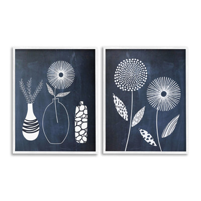 «Structured Flowers On Blue Single Frame» par Lisa Nohren, 2 pièces sur toile