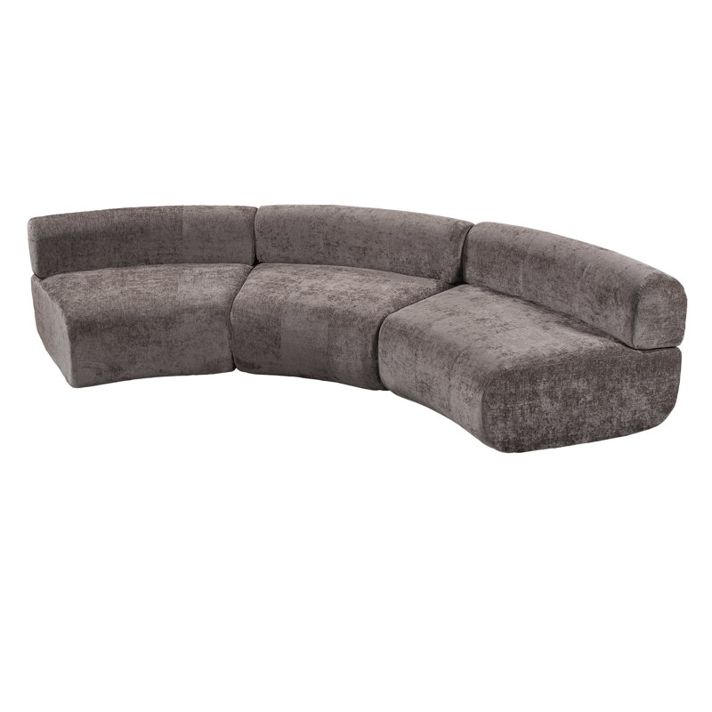 Canapé modulaire courbé et modulaire à 5 places Arcelle, Marron foncé