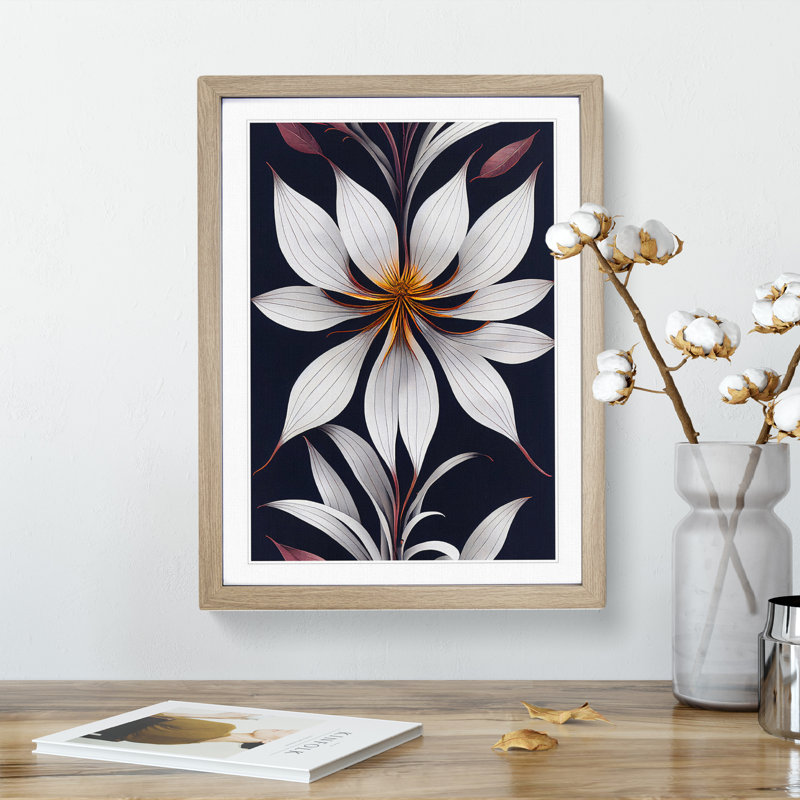 Flower From Within - Wall Art, 64cm H x 46cm W x 2cm D, Oak Framed