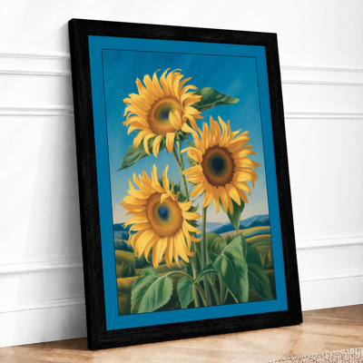 Golden Sunflowers Botanical - Framed Print