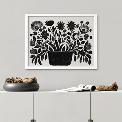 «Silhouette de plante botanique noir et blanc monochrome» sur papier