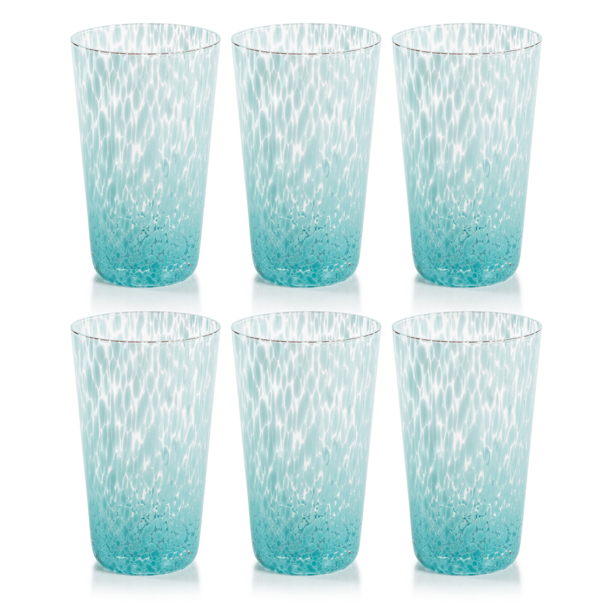 Willa Speckled Highball Glasses, Set of 6, Aqua