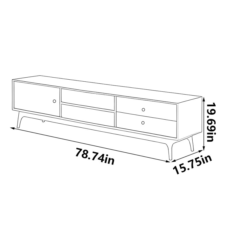 High quality black walnut TV cabinet, 78.74''
