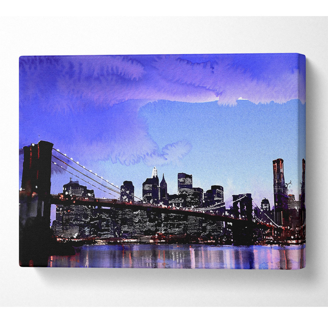 Brooklyn Bridge bei Nacht - Kunstdrucke auf Leinwand