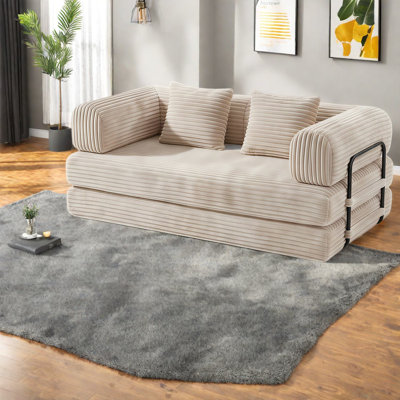 Comfortable Modular Sofa, Plush Corduroy, Convertible For Home Use