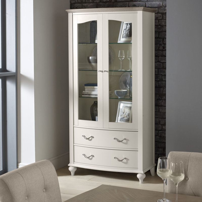 Dimas Display Cabinet, Soft Grey/Grey Washed Oak