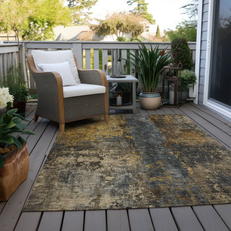Tapis intérieur / extérieur gris lavable Nayara , 9 pi x 12 pi