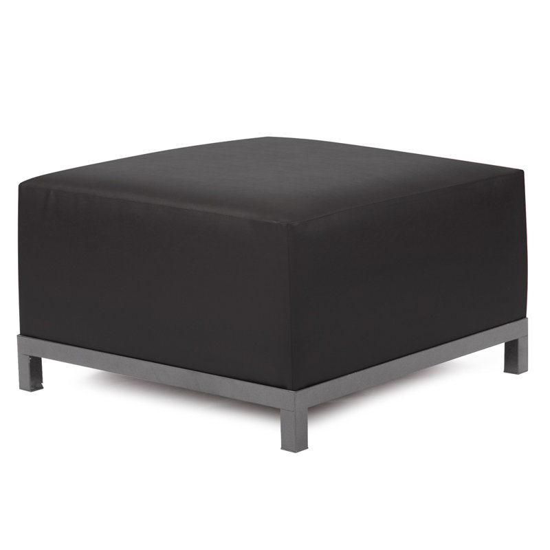 Woodsen Box Cushion Ottoman Slipcover, Atlantis Black