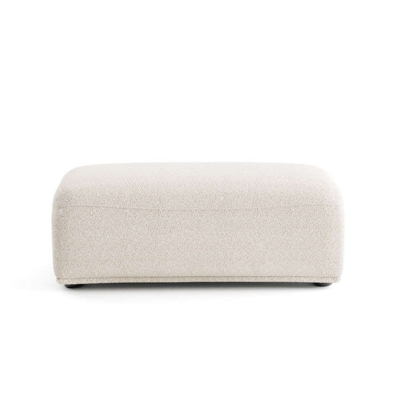 Aukeem Upholstered Ottoman, Beige Boucle