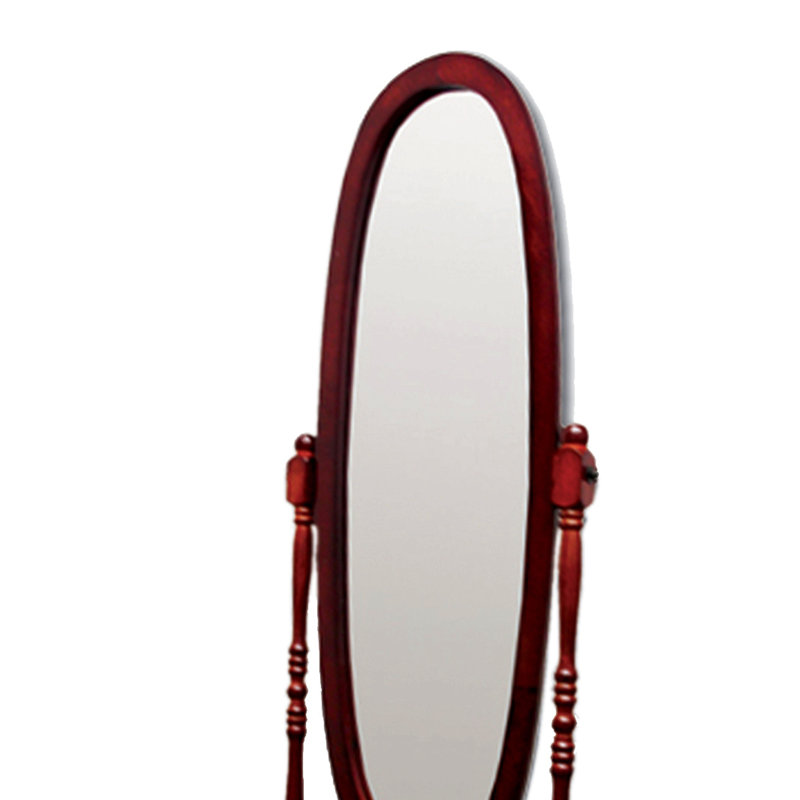Miroir sur pied 59,25 "de haut avec finition cerisier, forme ovale