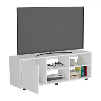 Adel 51" Wide Tv Stand With One Door Cabinet , Four Open Shelves, Cable Management, Living Room, Tv Room, TV Stand