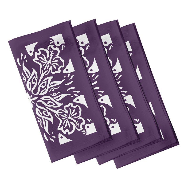 Chickeinno Polyester Geometric Square Napkin, Purple