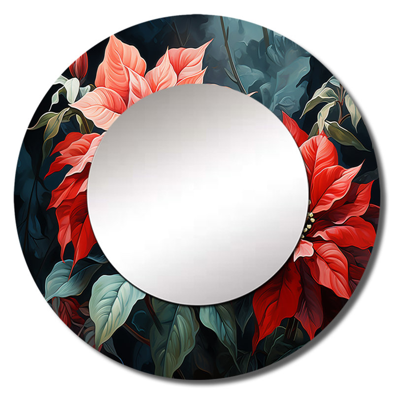 Seryniti - Floral Round Mirror Wall Decor, 36" x 36"