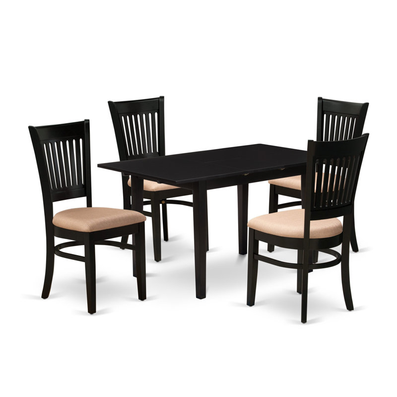 Ensemble de salle à manger 5 pièces E52717BD2F8C4EDB93AAF177705AFFF4 Comprend une table rectangulaire en bois avec rallonge amovible et 4 chaises rembourrées
