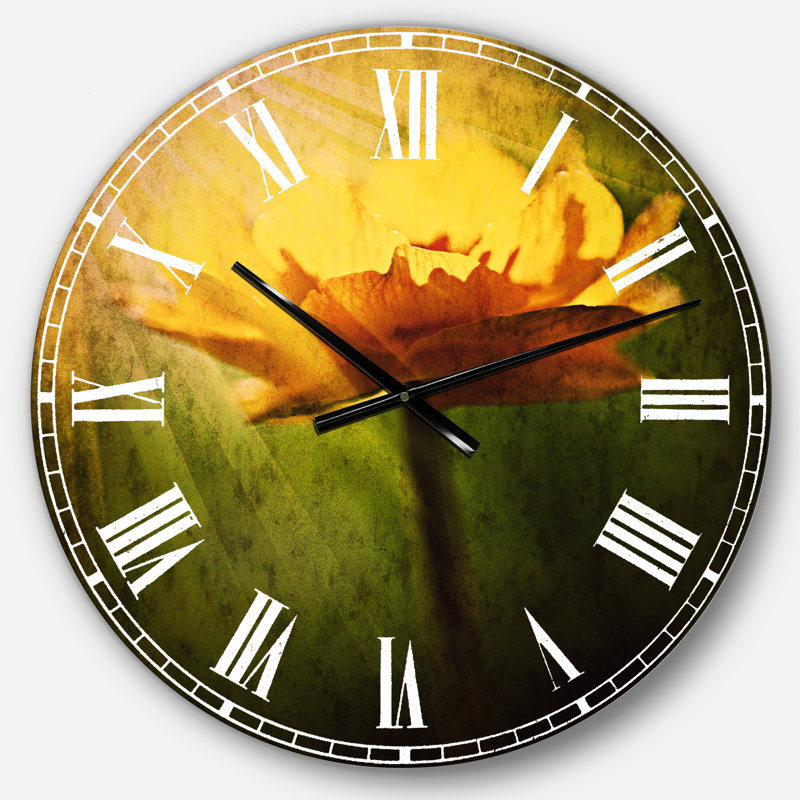 Grande fleur jaune en vedette - Horloge murale traditionnelle, Surdimensionné