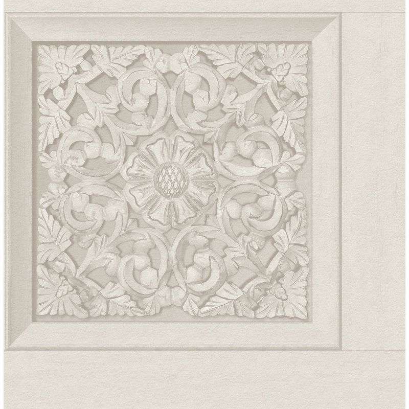 Papier peint adhésif floral sculpté, Crème