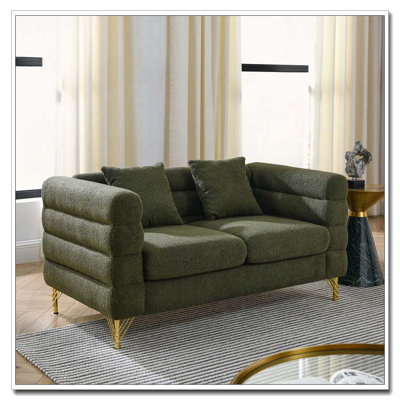 60" Living Room Comfort Fabric Sofa with Deep Seating
