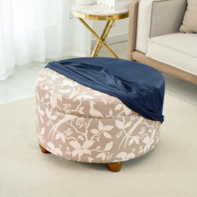 Ottoman Cover Round, Stretch Velvet Round Ottoman Cover Thick Round Ottoman Slipcover Washable Storage Ottoman Cover Foot Stool Cover With Elastic Bottom