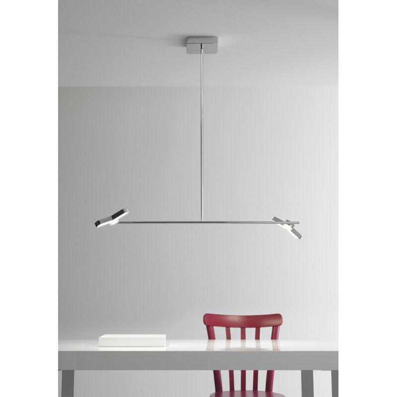 Dayton 2 - Light LED Kitchen Island Pendant, Lacquered frosted white, 90 cm H x 98.5 cm W x 31 cm D