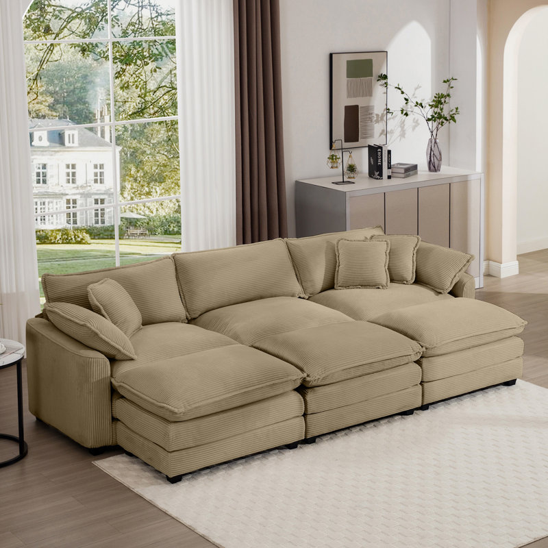 Ensemble de canapé surdimensionné à coussins modulaires, repose-pieds portatif, ensemble de canapé d'angle en L à assise profonde et dossier bas en forme de L