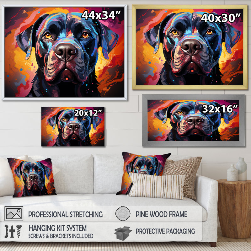 Cane Corso Confidence IV, Cadre flottant blanc, L 32 po x H 24 po x P 1 po