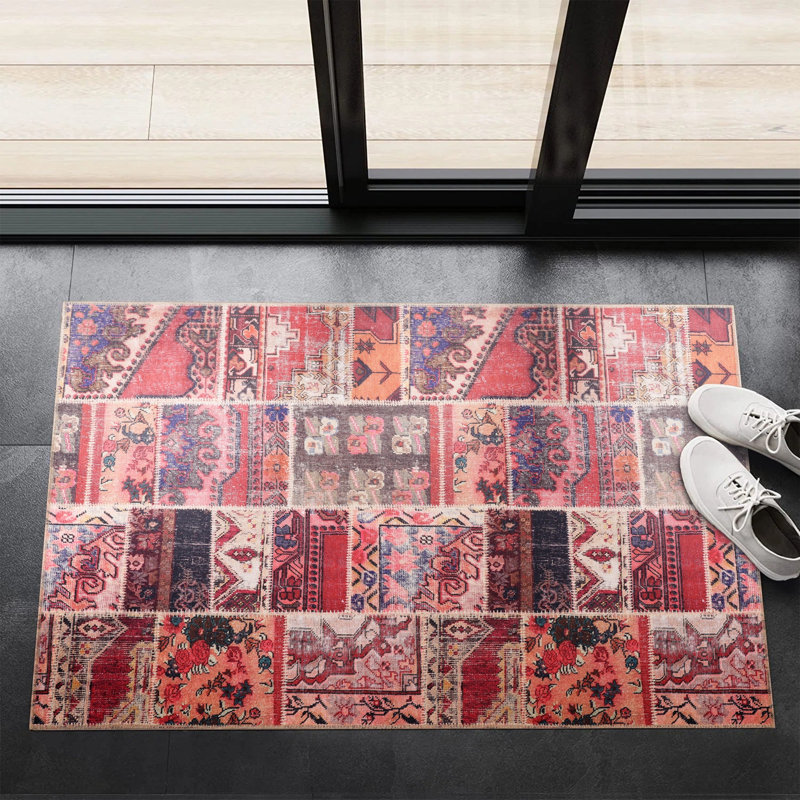 Vintage Look Cotton and Chenille Flatweave Area Rug, 60 x 100 cm
