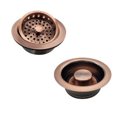 Post Style Kitchen Sink Basket Strainer with Waste Disposal Flange and Stopper Set