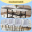 Table et chaises de 71 po avec coussins arrondis élargis, ensemble de table de salle à manger noir et blanc avec tablette de rangement-543530554