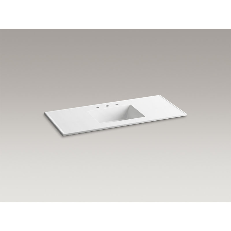 CeramicImpressions 49 In. Rectangular Vanity-Top Bathroom Sink with 8 In. Centerset Faucet Holes, White, Rectangular