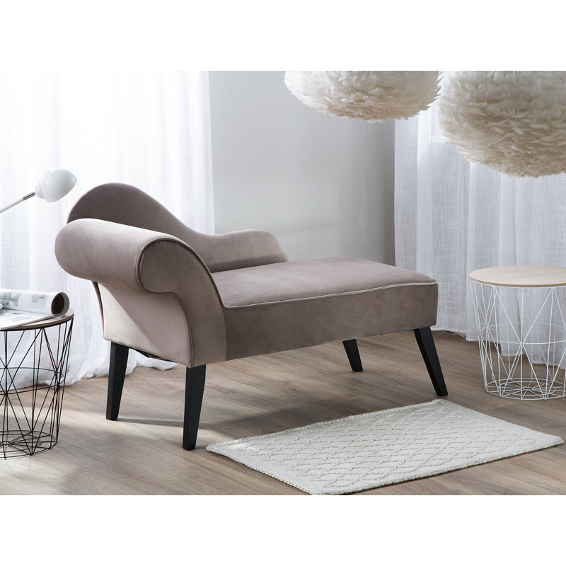 Ava Upholstered Chaise Lounge, Taupe, Left Hand