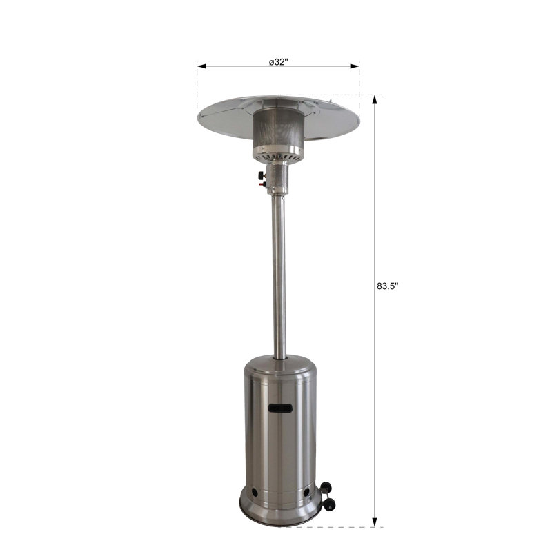 46000 Standing Heater - Provides Consistent Heat, Aluminium Construction, 83.5 In Height, 20 Lbs Propane Tank Compatibility Patio Heat Quiet & Heating, Body, 18 Package Depth, 200 Sq Ft Generation