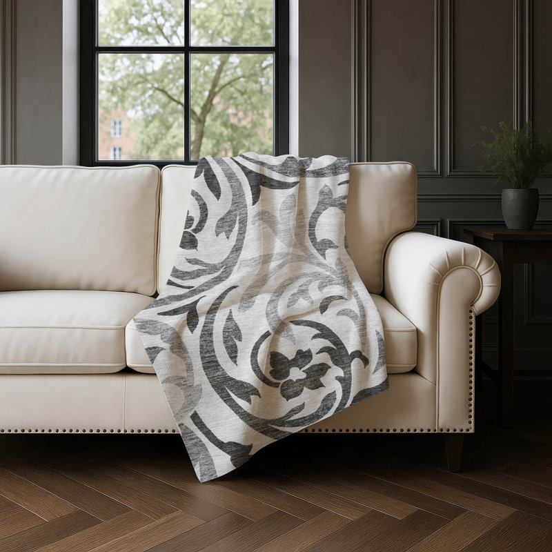 Jeté Sherpa ASB764, Grey Floral 3