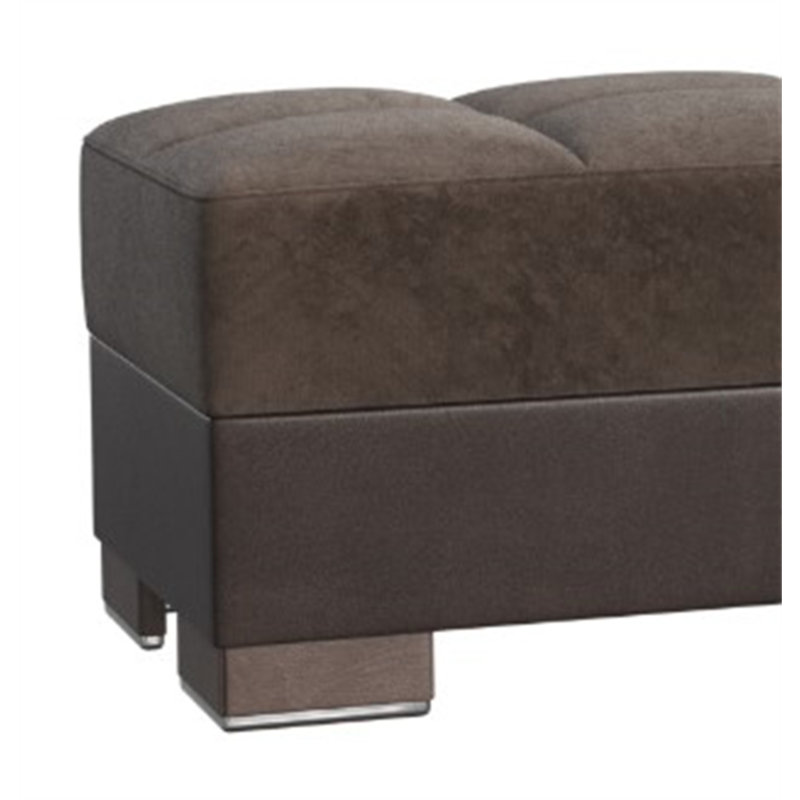 Repose-pieds rembourré avec rangement Primenest Skyhaven, Microfibres brunes