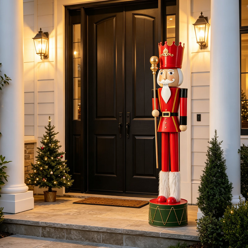 Casse-noisette de Noël classique en métal de 1,5 m, soldat en uniforme royal, L 14,17 po x P 14,17 po x H 64,17 po