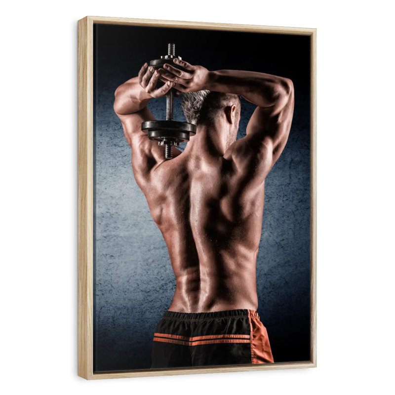 Tricep Exercise, 27" x 40", Floating Frame Natural Wood