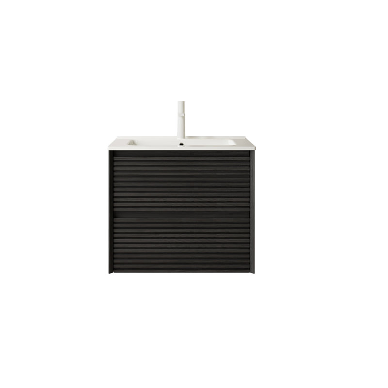 Meuble-lavabo à rayures 24 po avec lavabo Smithton, Noir, noir, noir, noir