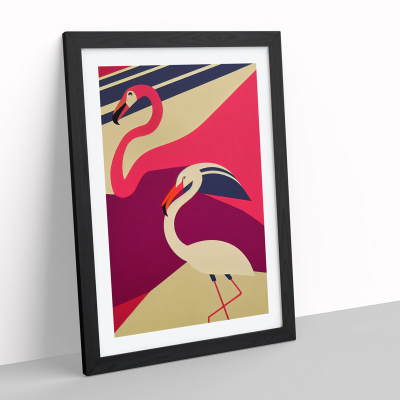 Flamingos - Wall Art, Black Framed Paper, 64cm H x 46cm W x 2cm D