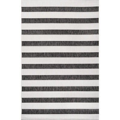 Aveiro Wide Stripe Black/Cream Indoor/Outdoor Rug
