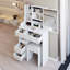 Petite coiffeuse 29,2 po avec tabouret de bureau à gauche et tabouret rembourré, très grand miroir coulissant à droite, rangement multicouche à grande capacité, commode pratique et pratique, convient aux petits espaces-512671008
