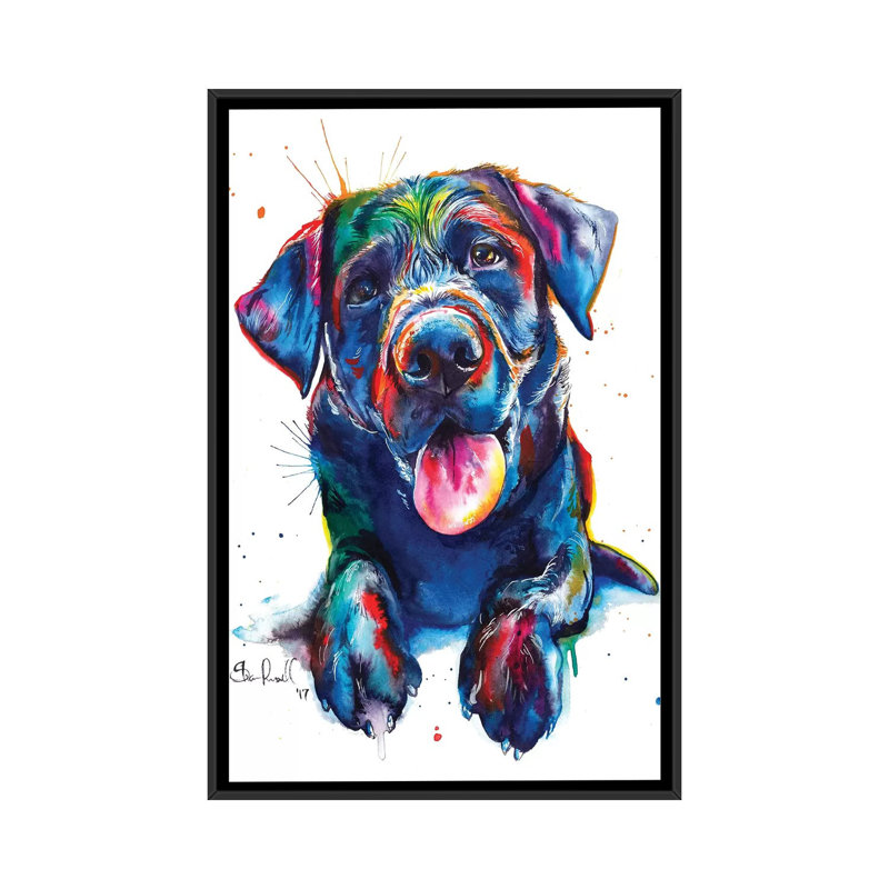 «Black Lab II» par Weekday Best - impression sur toile tendue, H 26 po x l 18 po x P 1,5 po, Toile avec cadre noir